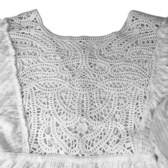 FREE PEOPLE Sweater Lace Trim V-Neck Knit Crop - Picture 7 of 8